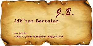 Józan Bertalan névjegykártya